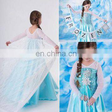 Latest design frozen elsa dress cape hot sale elsa dress cosplay costume in frozen FC2063