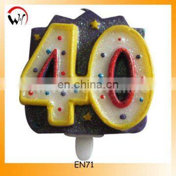 milestone candle 40 th birthday gold number candle
