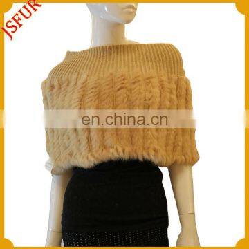 2014 fashion women's rabbit fur trimmed shawl