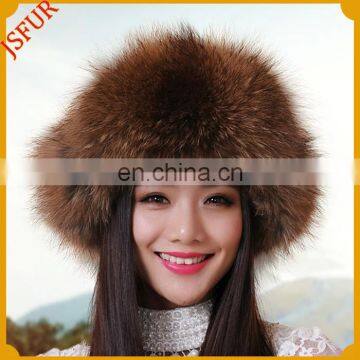 Hot style real natural color russian raccoon fur hat