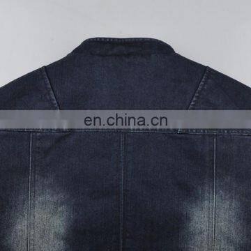 Lastest Design Mens Spring Denim Varisty Jacket With Leather Sleeves photo-5
