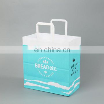 Factory Cheap Price customized grease proof white paper flat bags/kraft paper bag with paper twist handle large gusset