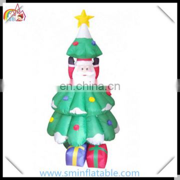 Christmas inflatable tree, inflatable santa claus with tree for outdoor decoration