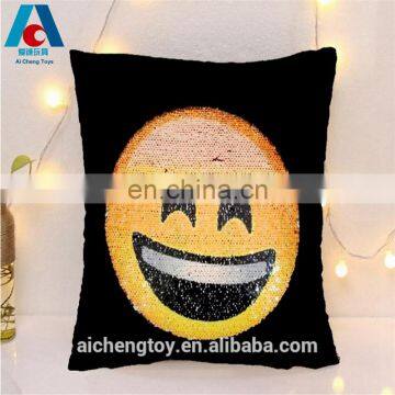 new arrival funny emoji mermaid sequin plush toy pillow for wholesale