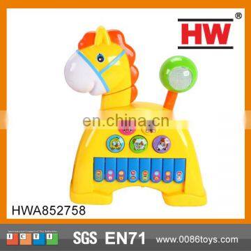 High Quality Plastic Yellow Horse Toy Cheap Musical Instruments for Baby