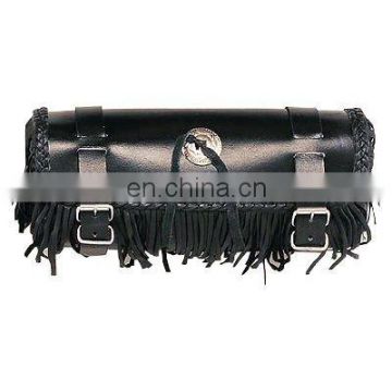 HMB-3000A LEATHER MOTORCYCLE TOOL BAG FRINGES BRAIDED CONCHO STYLE