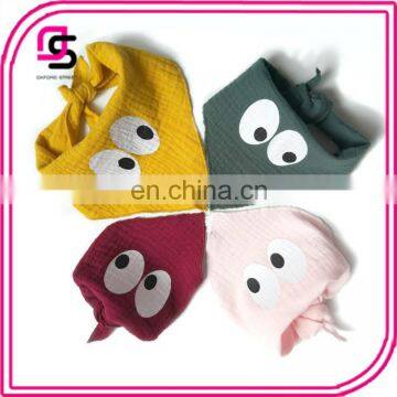 Wholesale fashion cute bib cotton soft big eyes printed bandana bib