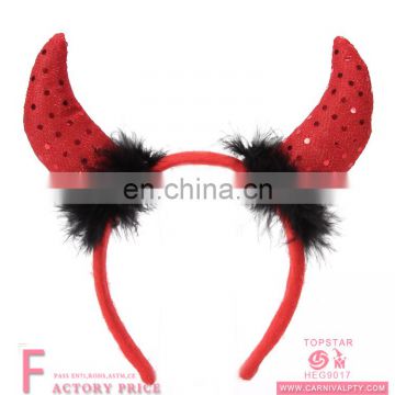 Flashing red party accessories headpiece ox horn satin material to make headband