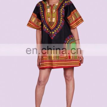 Indian African Shirt Dashiki Print Hippie Top Blouse Tribal Onesize Woman Man Indian