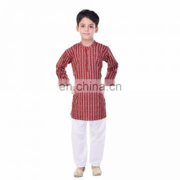 Soundarya traditional printed cotton printed kurta pajama set for boys