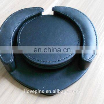 Brand new fashion cheap custom round leather coaster wholesale