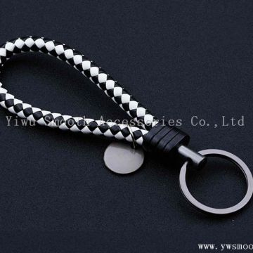 Fashion Color Woven Rope Key Chain Steel Ring Pendant Bag