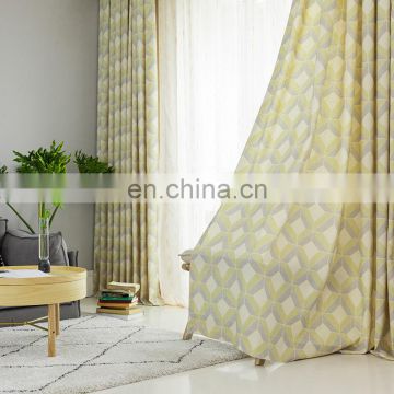 Modern simple new terylene cotton sitting room geometric printing curtain