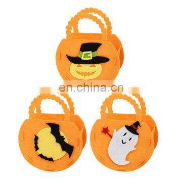 New customized printed Felt trick Treat Tote Bags halloween felt pumpkin candy bag