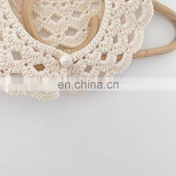2020 Autumn New Ins Baby Girl Two-color Lotus Leaf Collar Wild Hand Hook Collar Female Baby Cotton Crochet Flower Collar photo-6