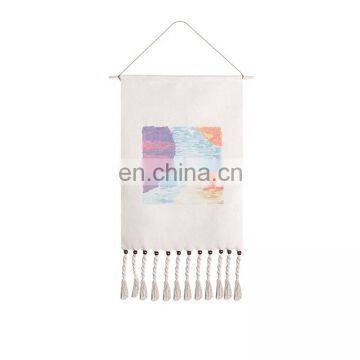 2019 New Design Wooden Beads Decorative Custom Printed Art Wall Tapestry With Tassels photo-3