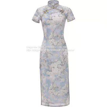 Cheongsam handmade embroidered dress