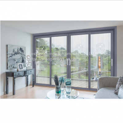 Residential double glaze sliding door Interior sliding Door With Glass Built Between Sliding Door With Built-In Blind