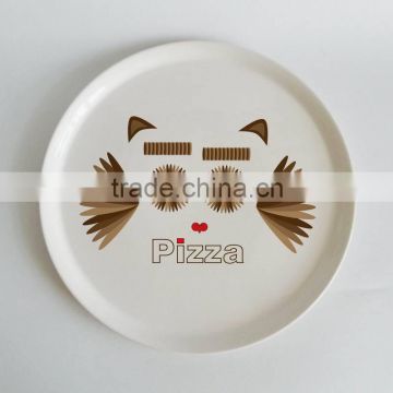 2015 high quality new Custom Logo Ceramic Pizza Plate