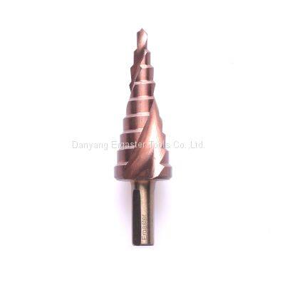 HSS Spiral Flute Step Drill Bit Set with Automatic Spring Loaded Center