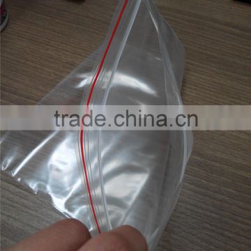 Clear zip lock bags with green zipper made in China