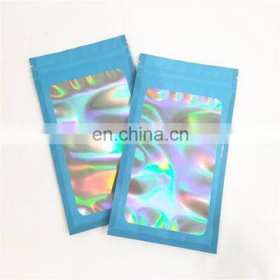 customize Transparent Holographic packing bag pouch  Plastic Packaging for makeup plastic mylar bag holographic