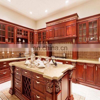 Luxury wine red modular cherry wood kitchen cabinet chennai