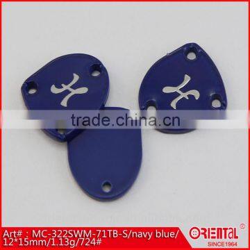 square navy-blue metal flat shield shape badge