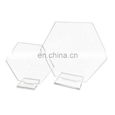 Clear Acrylic Hexagon Table Numbers with Stand for Wedding Parties