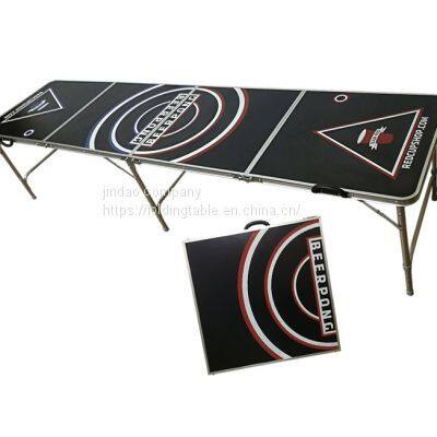 8ft Beer Pong Table Custom Pattern Aluminium Folding Camping Adjustable Picnic Table for Party Game photo-4