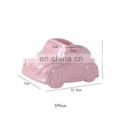 Home Decor Accessories Simple And Creative Macaron Car Moving Planter Flower Small Plant Pot For Indoor Outdoor Plants