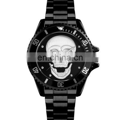 Classic skull pattern men wristwatch Skmei 9195 top quality support logo customized stainless steel quartz watch