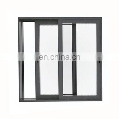 High quality frame profile aluminum alloy three track modern house black double  glass sliding window