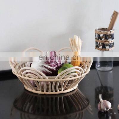 Hot Sale Hand-made lotus-shaped rattan fruit basket, Handcrafted Fruit Bread Nuts Candies Storage Box Basket