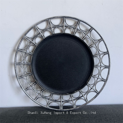 Creative Black And Silver Plastic Base Plates PP Charger Plate Dishes Plates for Wedding