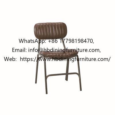 Leather hollow backrest metal leg dining chair