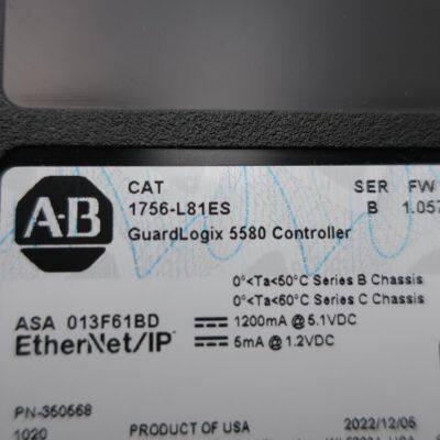 Allen Bradley 1756-L81ES Guardlogix Controller Module Ser B