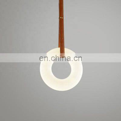 Simple Hanging Pendant Light Round Luxury Modern Alabaster Led Chandelier For Living Room Home photo-4