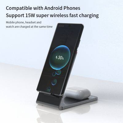 Foldable Ultra-Slim Transparent 3 In 1 Portable Magnetic Wireless Fast Charger photo-4