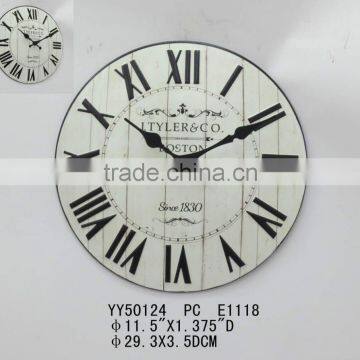 vintage cream round metal wall clock, hang clock