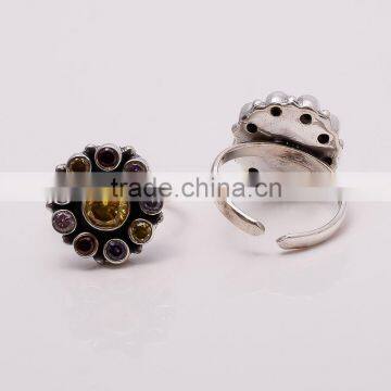 MULTI-STONE TOE RING ,925 sterling silver jewelry wholesale,WHOLESALE SILVER JEWELRY,SILVER EXPORTER,SILVER JEWELRY FROM INDIA