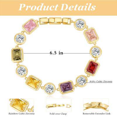 Square and Round Multicoloured Semi-Precious Stone Mosaic Design Jewellery Bracelet/Necklace Unisex Copper Jewellery