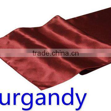 hot selling ployester satin table runner for wedding decoration, Burgandy color
