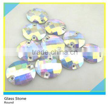 Flatback Net Surface AB Crystal Glass Rhinestone Round Shape Sew on 2 Holes