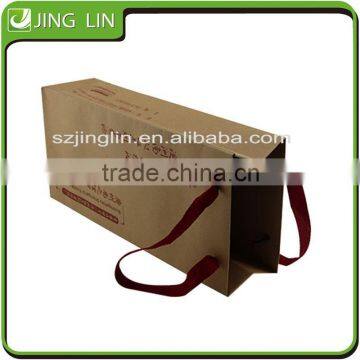 Gold supplier flat bottom paper craft bag with handle