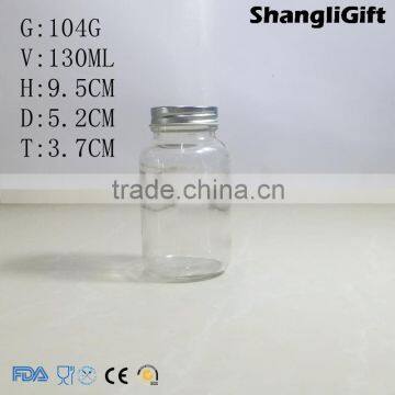 130ml Glass Bottle Clear Round Bottes For Reagent Screw Top