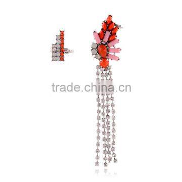 Unique Fancy Asymmetrical Crystal Tassel Clip On Earrings Fashion Jewelry 2016 photo-1