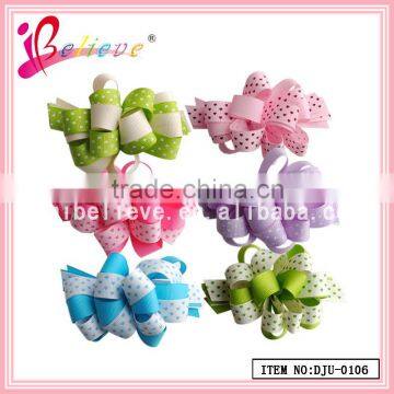 2015 Girls hair accessories wholesale hair ribbon flower barrettes for thick hair