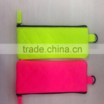 Osini new styple fluorescence color gridding zipper closure pouch cosmetic bag Makeup Bag for ladies