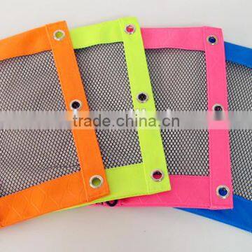 Colorful Pencil Pouch with Mesh Window, Zippered Nylon Mesh Pencil Pouch